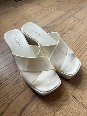 Jeffrey Campbell White Cross-Strap Slide Sandals for Women
